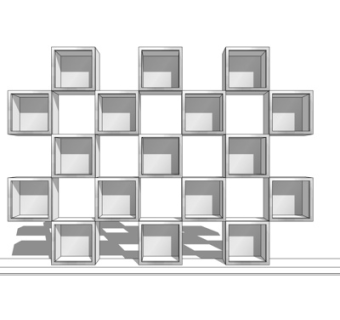 现代实木装饰柜su模型