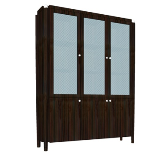 中式实木衣柜su模型