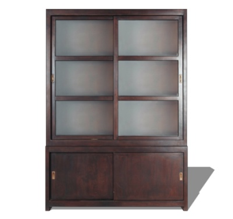 美式实木酒柜su模型