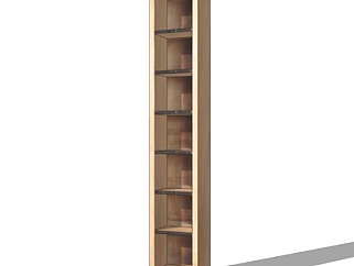新中式立体式书柜su模型