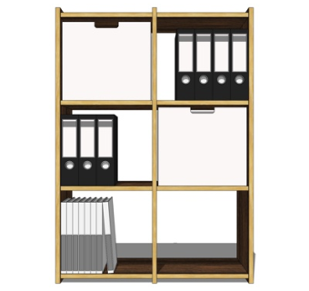 现代实木书柜su模型