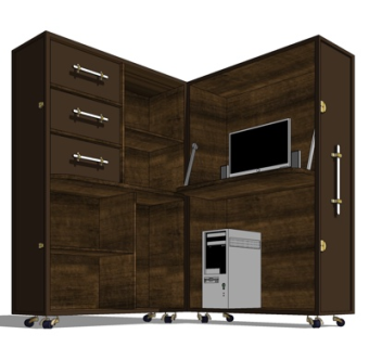 中式实木装饰柜su模型