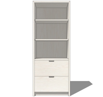 现代实木书柜su模型