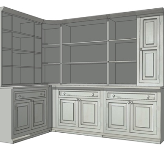 欧式实木装饰柜su模型