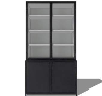 现代实木书柜su模型