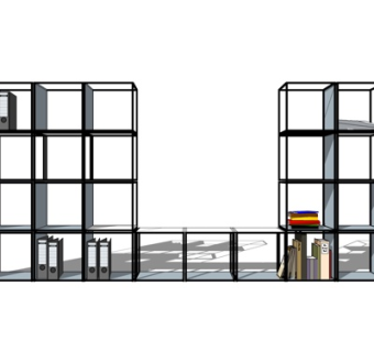 现代实木书架su模型