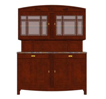 欧式实木酒柜su模型