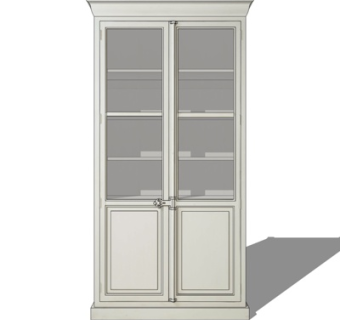 欧式实木书柜su模型