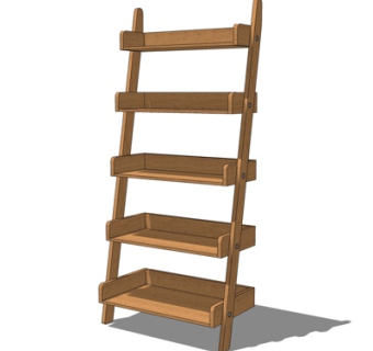 现代实木装饰架su模型