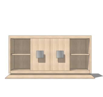 北欧原木书柜su模型