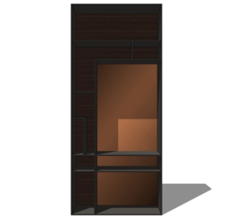 现代实木装饰柜su模型