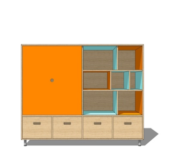 北欧原木装饰柜su模型