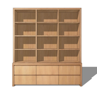 现代实木装饰柜su模型