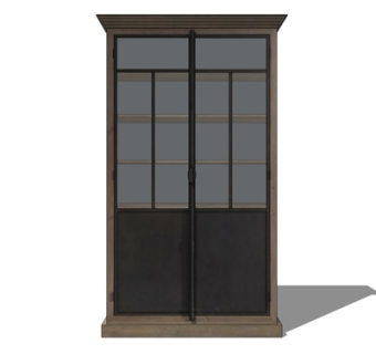 现代实木衣柜su模型