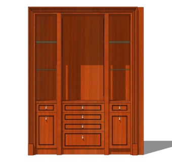 欧式实木装饰柜su模型