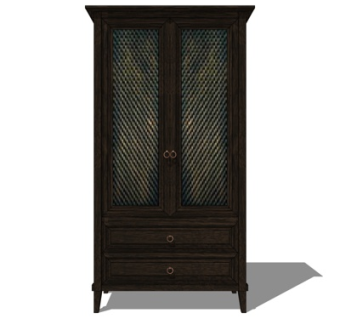 中式实木衣柜su模型