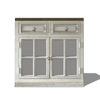 欧式玻璃餐边柜su模型