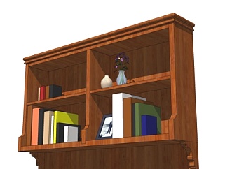 美式实木书柜su模型