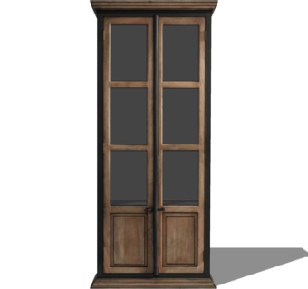 中式实木衣柜su模型