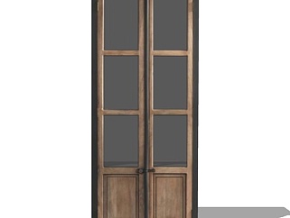 中式实木衣柜su模型