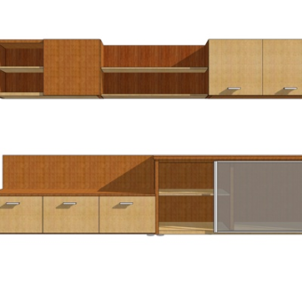 现代实木装饰柜su模型