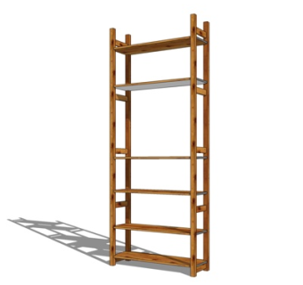 现代实木装饰架su模型