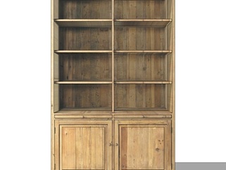 美式实木书柜su模型