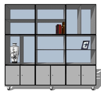 现代实木装饰柜su模型