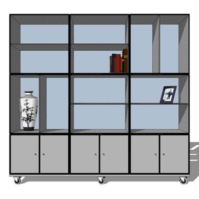 现代实木装饰柜su模型