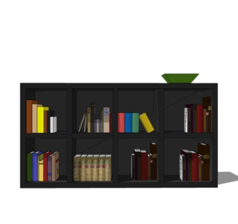 现代实木书柜su模型