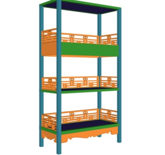 中式铁艺装饰架su模型