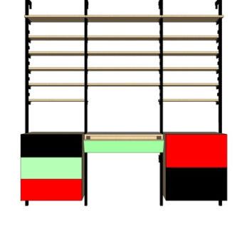 现代实木装饰架su模型