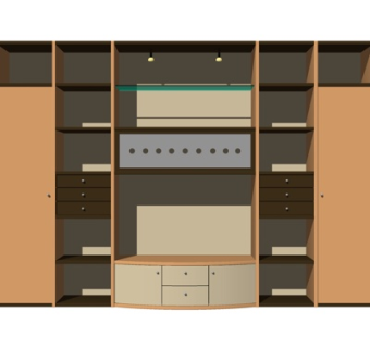 现代实木装饰柜su模型