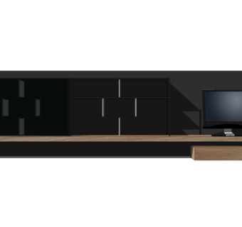 现代实木电视柜su模型