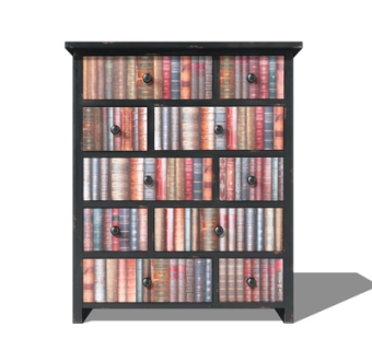 工业风实木书柜su模型