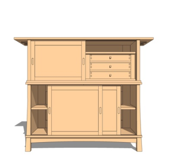 现代实木装饰柜su模型