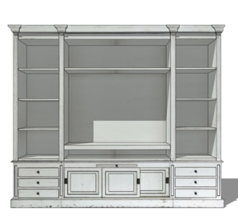 欧式实木衣柜su模型