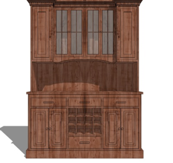 欧式实木橱柜su模型