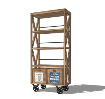 工业风实木装饰架su模型