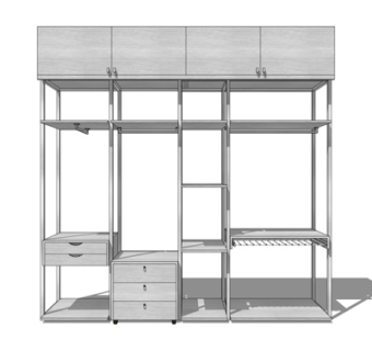 现代实木装饰架su模型
