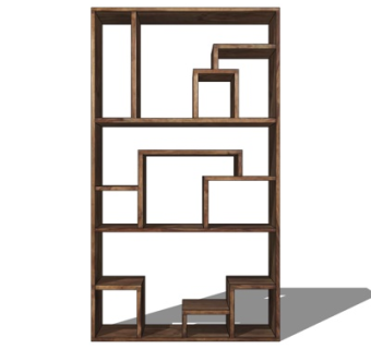 中式实木装饰架su模型