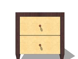美式实木床头柜su模型