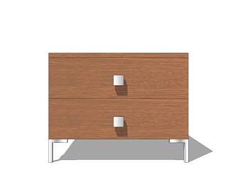 现代实木床头柜su模型