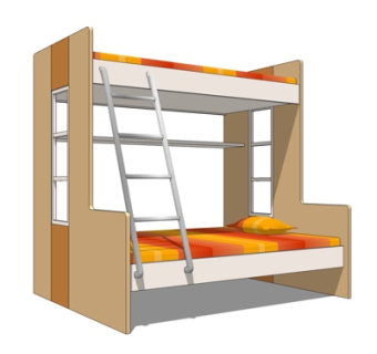 现代儿童床su模型