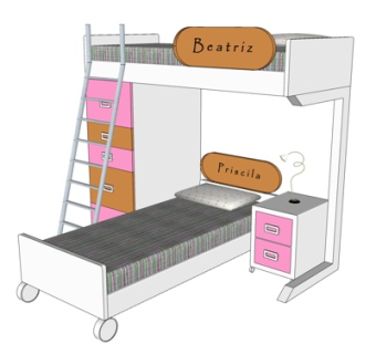 现代儿童床su模型