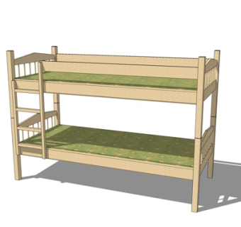 现代儿童床su模型