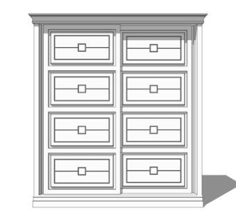 简欧衣柜su模型