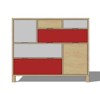 现代边柜su模型