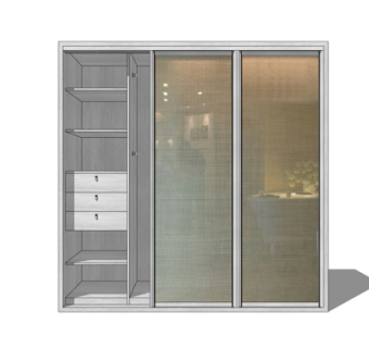 现代衣柜su模型