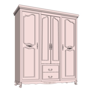 简欧衣柜su模型